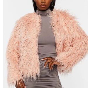 NWT Faux Fur Open-Front Coat Forever 21 Jacket - Brand New in Packaging- Blush